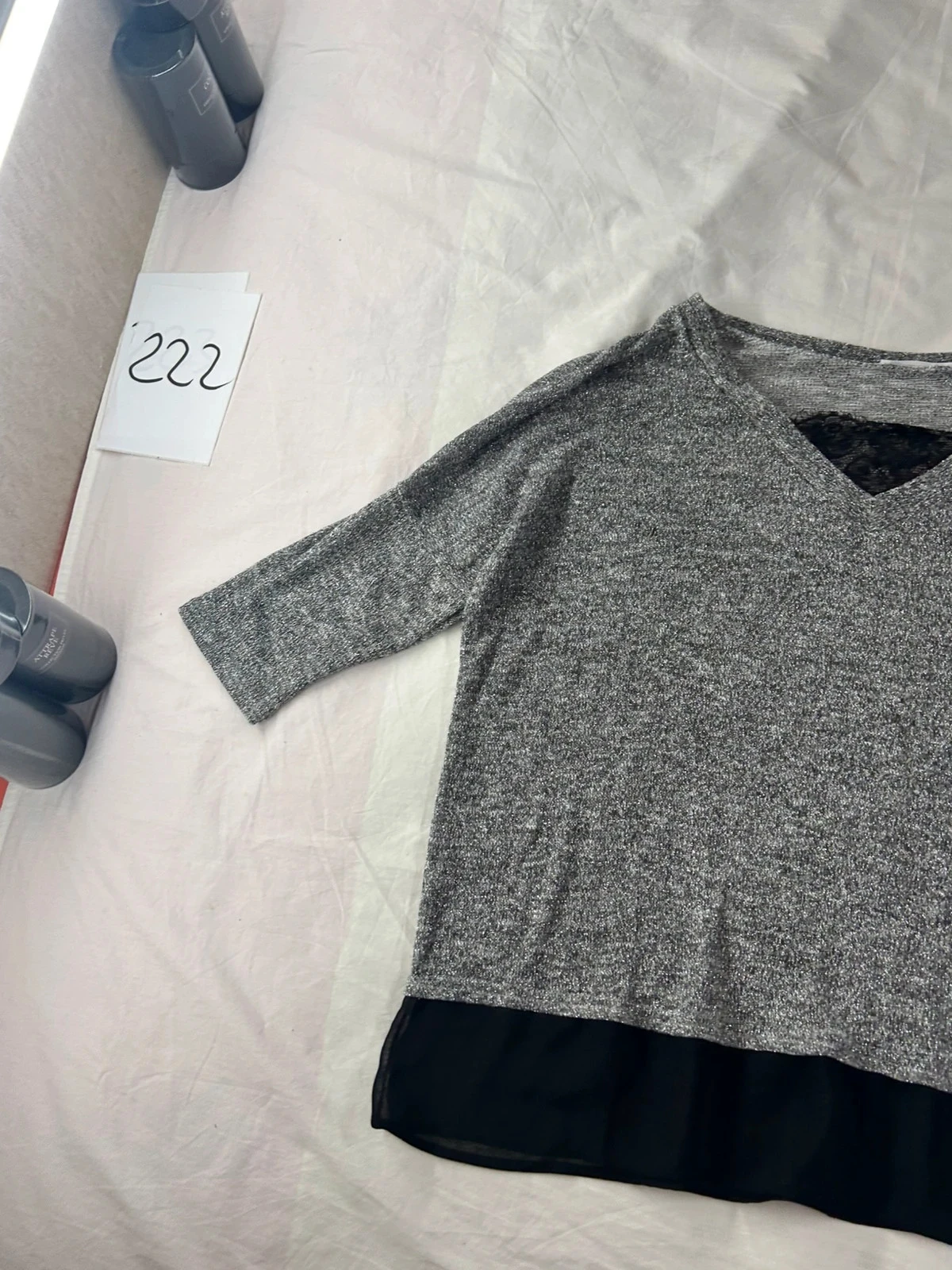 Promod grijs zilveren blouse met lange mouwen – photo 3